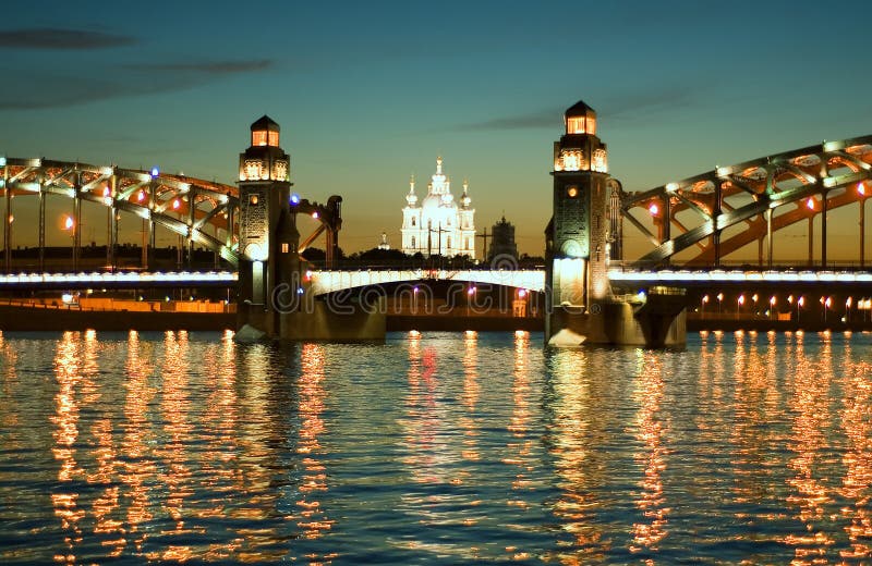 Saint-Petersburg. White nights bridge on thr Neva. Saint-Petersburg. White nights bridge on thr Neva