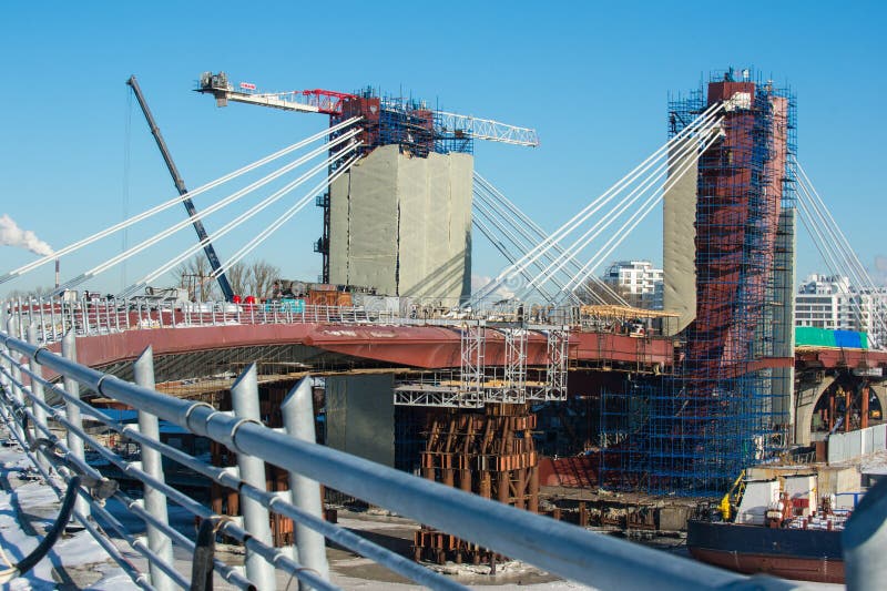 The Cablestayed Bridge Under Construction. the Final Stage of