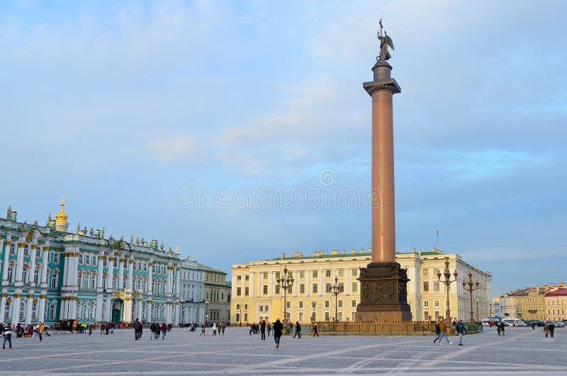 St. Petersburg, Russia, People walking onPalace square in ivening