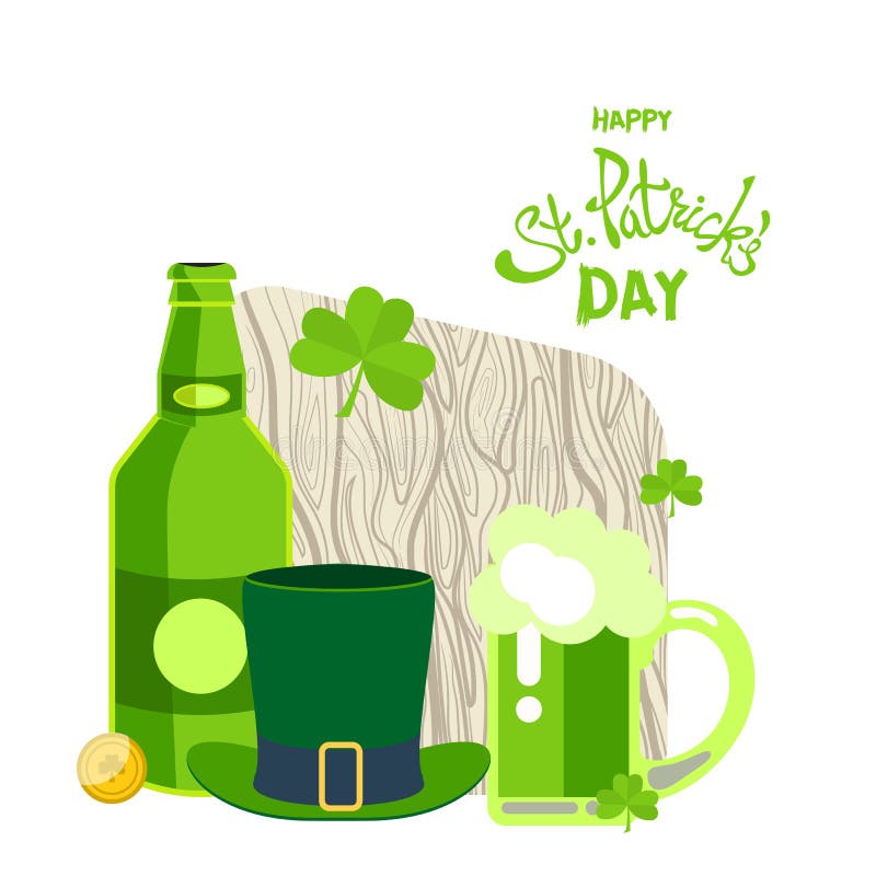 Happy St. Patrick`s Day Greeting. Stock Vector Illustration of leaf