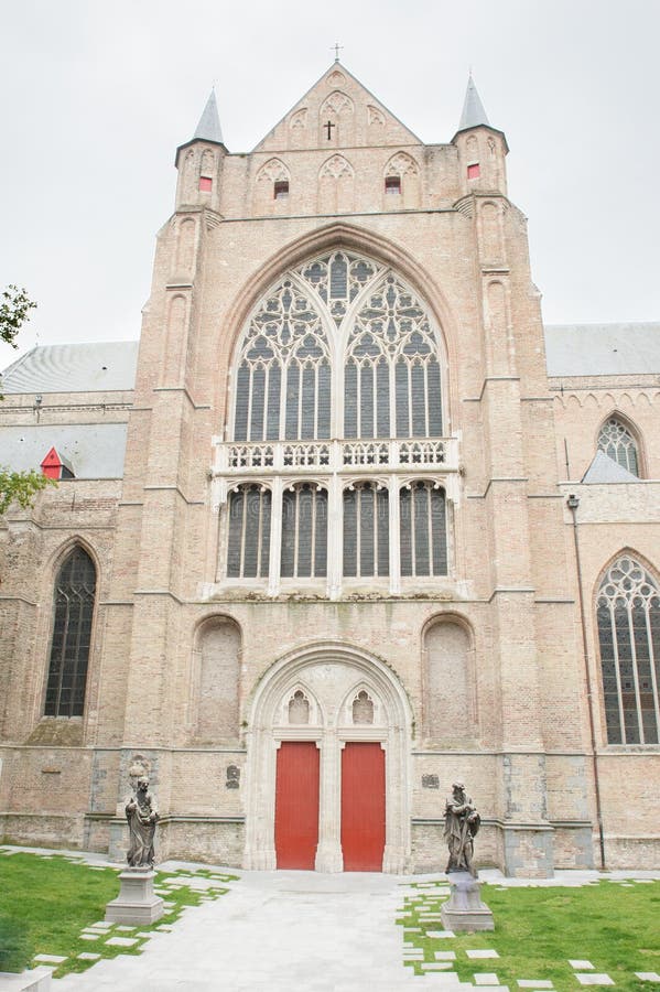 St. Salvator`s Cathedral Facade in Bruges Stock Image Image of