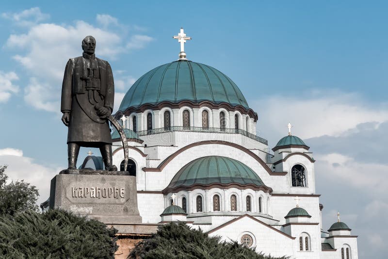 St. Sava Cathedral and Karadjordje statue. Belgrade, Serbia royalty free stock image St. Sava Cathedral and Karadjordje statue. Belgrade, Serbia royalty free stock image
