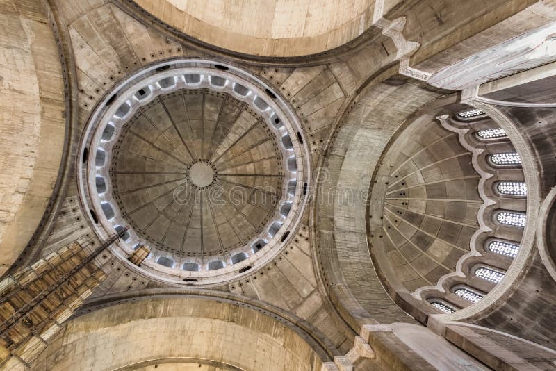 St. Sava Temple Interior - Concrete Ceiling With Dome Supported stock image St. Sava Temple Interior - Concrete Ceiling With Dome Supported stock image