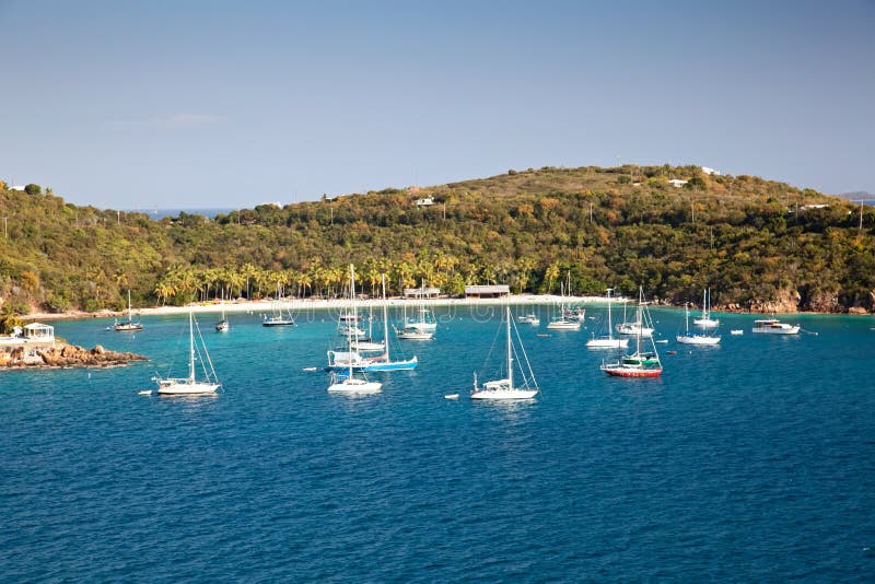 St. Thomas V.I. Harbor with Sailboats