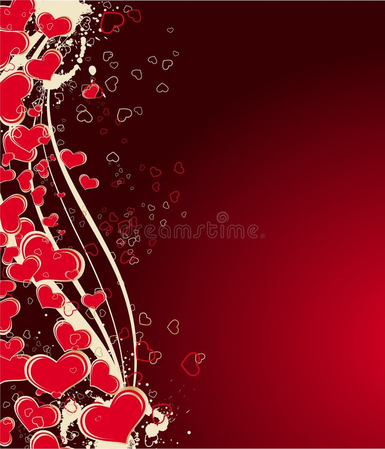 Valentine S Day Greeting Card with Scroll Heart on Red Backgroun Stock ...