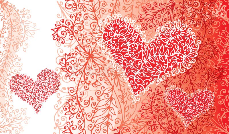 St. Valentine Love Red Heart Card vector illustration