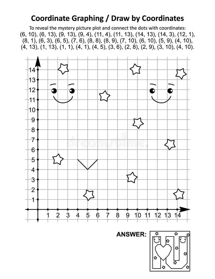 St Valentine S Day Coordinate Graphing Or Draw By Coordinates Math Worksheet Stock Vector Illustration Of Hidden Coordinates