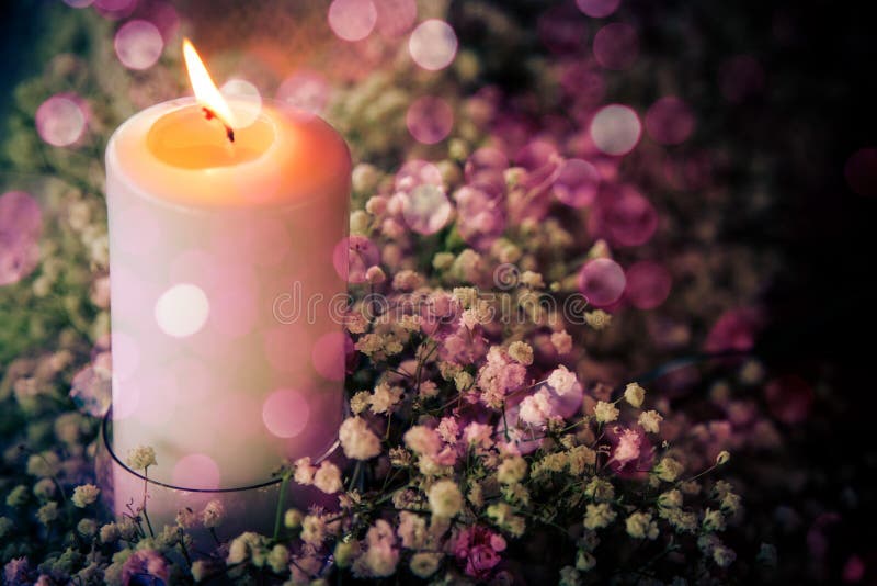 St Valentine`s Day Greeting Card with Candle Stock Photo Image of