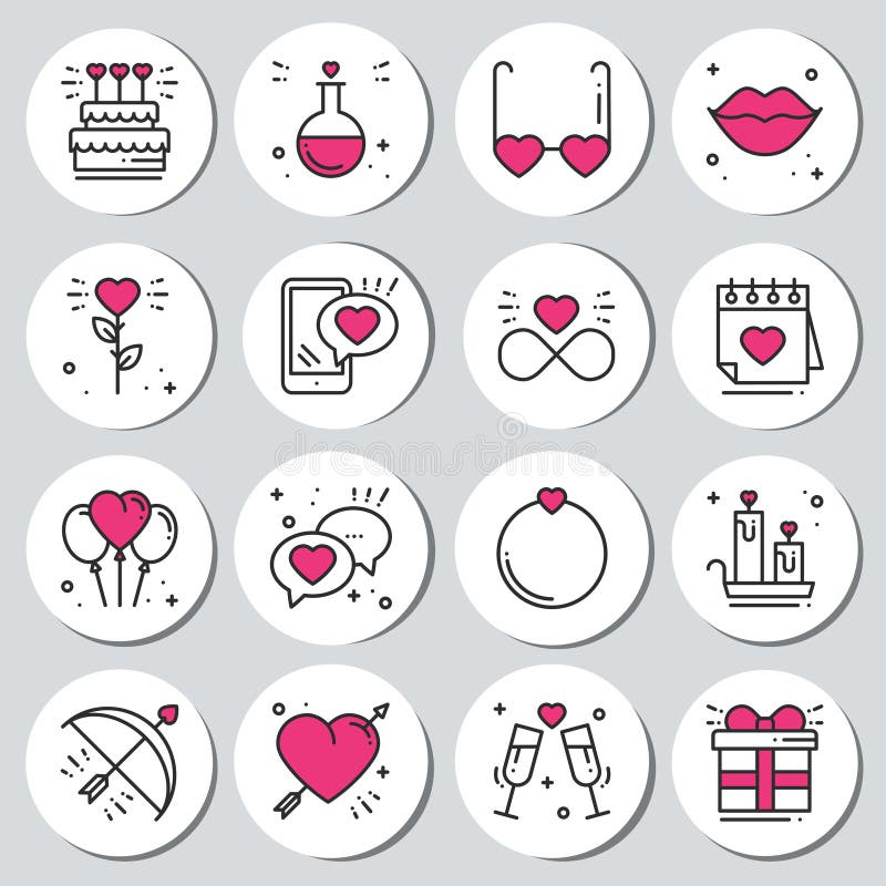 st valentine s day round printable stickers set romantic labels badges decorative element love signs and symbols stock vector illustration of line lips 124777455