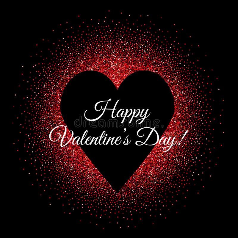 St Valentines Day Background Banner with Black Heart Shape and Red ...