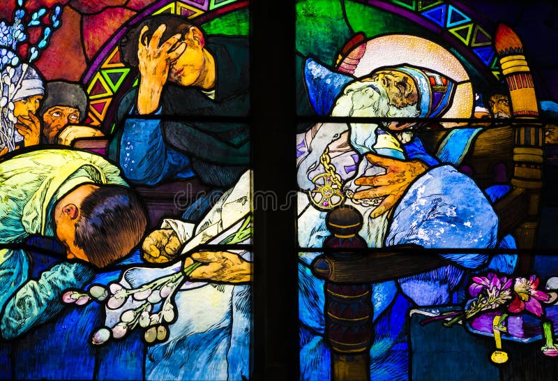 St Vitus Cathedral, castelo de Praga, República Checa - morte de St Methodius foto de stock St Vitus Cathedral, castelo de Praga, República Checa - morte de St Methodius foto de stock