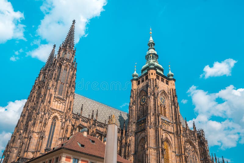 St. Vitus Cathedral in Prague in a beautiful summer day royalty free stock images St. Vitus Cathedral in Prague in a beautiful summer day royalty free stock images