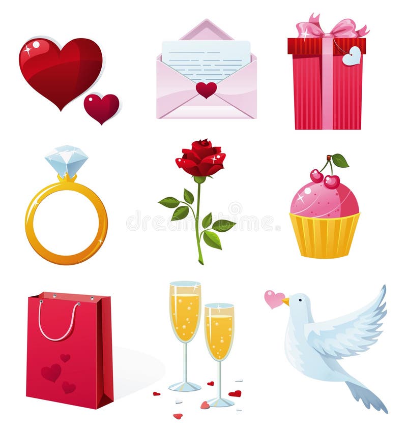 Ícones do Dia de São Valentim ilustração do vetor