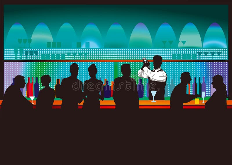 Staaf en barman stock illustratie Staaf en barman stock illustratie