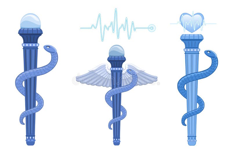 Staaf van Asclepius en Caduceus - medisch symbool royalty-vrije illustratie Staaf van Asclepius en Caduceus - medisch symbool royalty-vrije illustratie