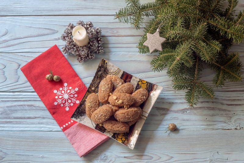 Staatsangehöriger, Weihnachtsgriechisches Plätzchen ` melomacarona ` stockfotografie Staatsangehöriger, Weihnachtsgriechisches Plätzchen ` melomacarona ` stockfotografie