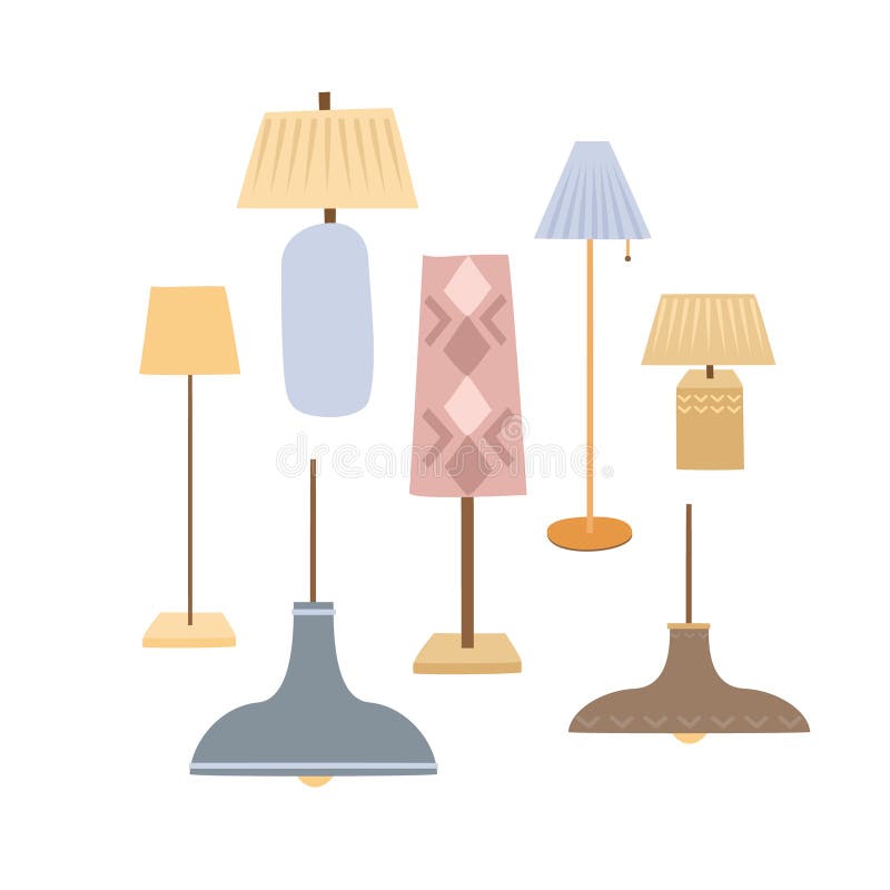 Stabilire ilustrație. lampă. iluminat pentru elementele interioare ale mobilierului în stil boem vector illustration