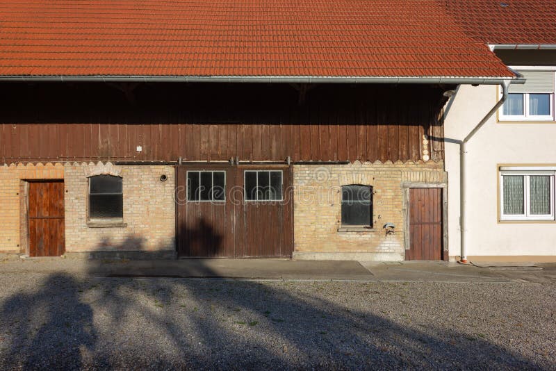 Stable buildings bavaria style at south germany city wangen at summer evening sunhine. Stable rustic style stock images, royalty-free photos and pictures