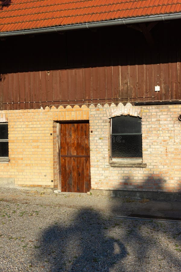 Stable buildings bavaria style at south germany city wangen at summer evening sunhine. Stable rustic style stock images, royalty-free photos and pictures