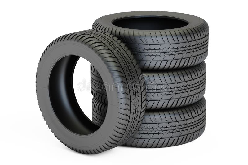 Stack of automobile tires, 3D rendering vector illustration