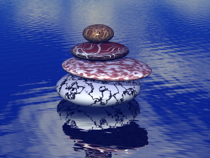 Stack of balanced stones on the sea