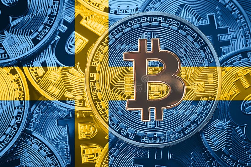 Stack of Bitcoin Sweden flag. Bitcoin cryptocurrencies concept. royalty free stock photo Stack of Bitcoin Sweden flag. Bitcoin cryptocurrencies concept. royalty free stock photo