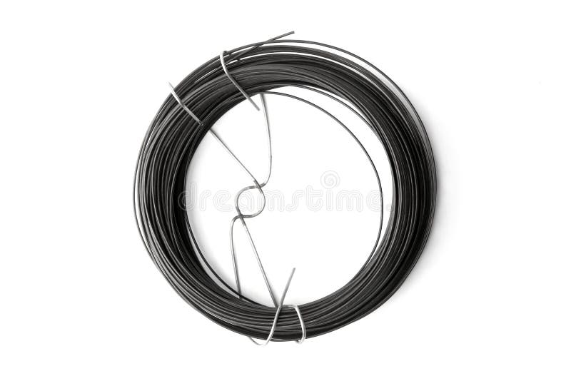 Line of Threading Glass Beads Isolated on White Background. Stock Photo