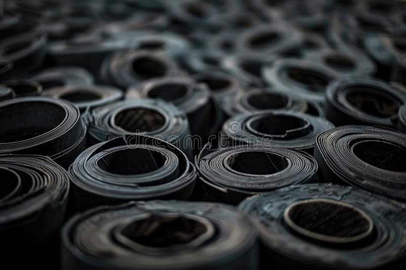 A stack of black plastic rolls, perfect for storage or organizational uses royalty free stock photography