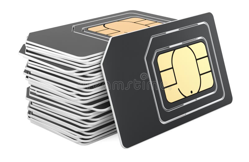 Stack of black SIM cards, 3D rendering royalty free illustration