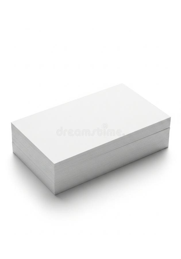 A stack of blank, white business cards is neatly arranged and placed on a smooth stock illustration