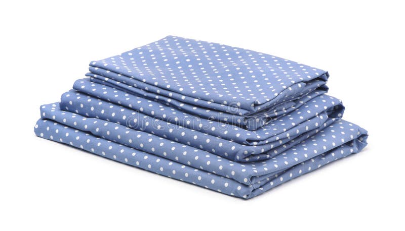Stack of blue cotton bedding stock photography