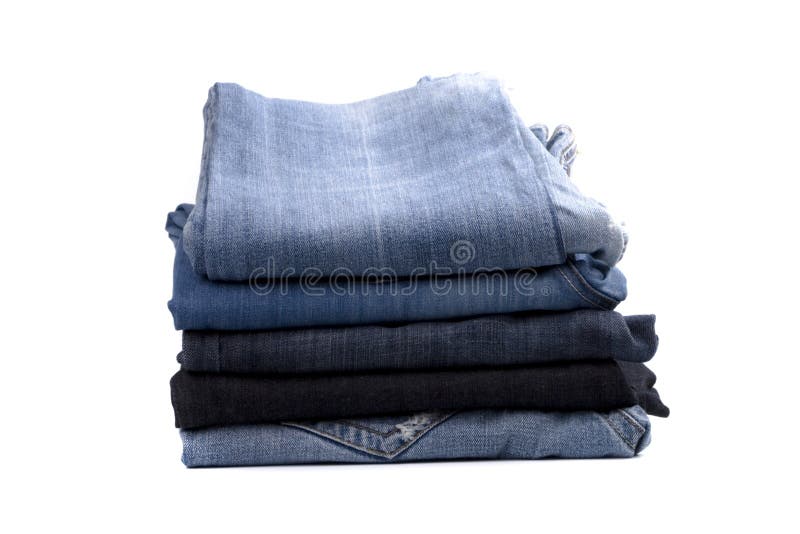 Stack of five blue jeans stock image. Image of pants, outfit - 4634249