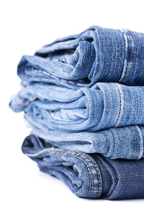 Stack of five blue jeans stock image. Image of pants, outfit - 4634249