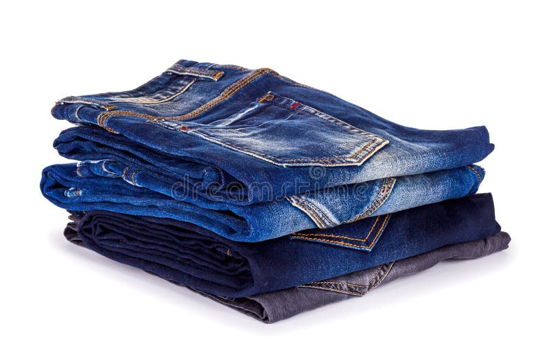 Stack of blue jeans stock image. Image of design, navy 52409745