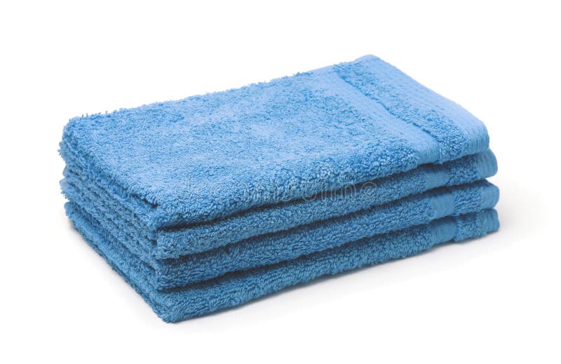 Stack of blue soft terry towels royalty free stock photos