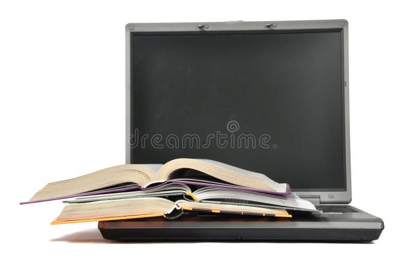 Stack of book and laptop