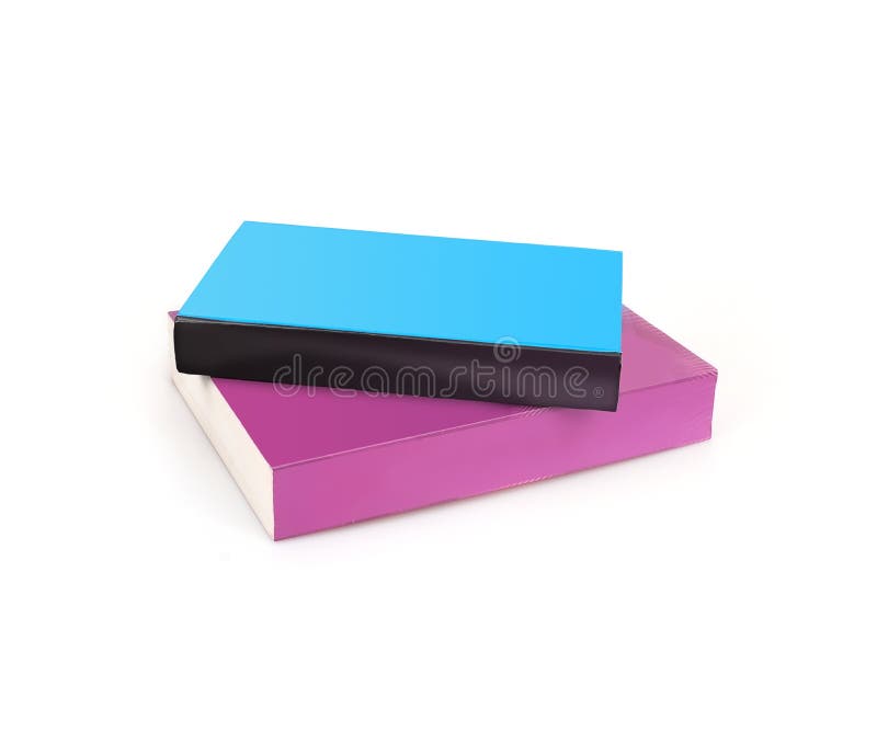 Stack of Books in Colour Covers with White Sheets Isolated on a White