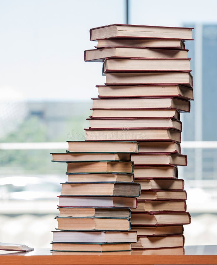 Stack of Books on the Desk in Education Concept Stock Image - Image of ...