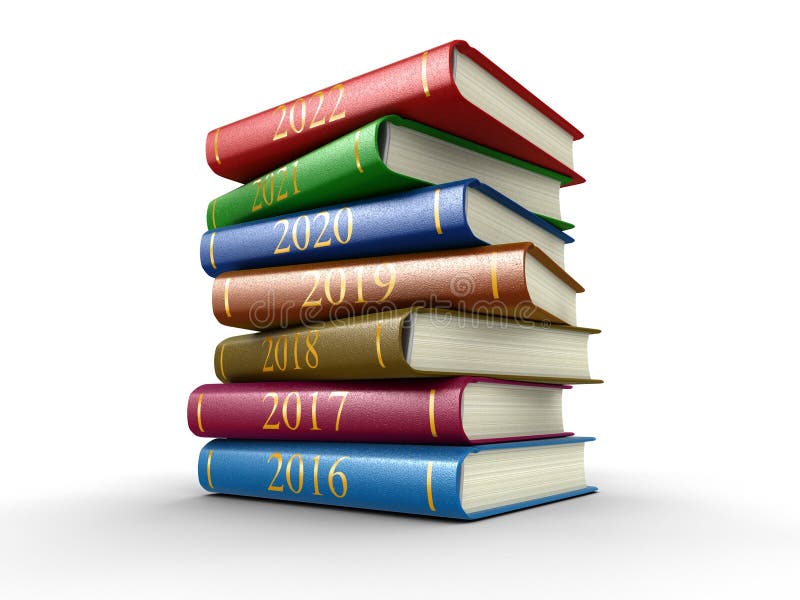 Stack of books with 2022. Image with clipping path stock illustration