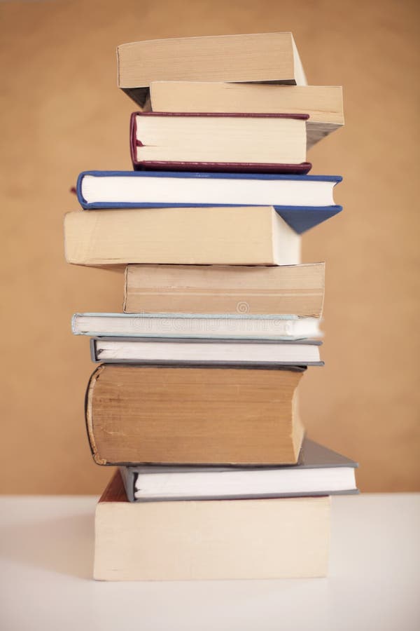 Stack Books on Library Background Stock Image - Image of child, paper