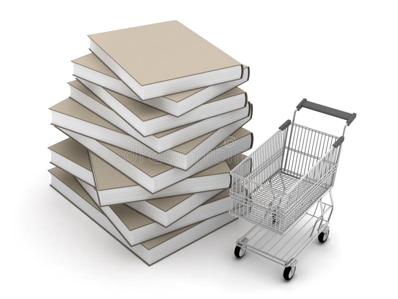 Stack of Books and Shopping Cart Stock Image Image of education, bookcase 34296227