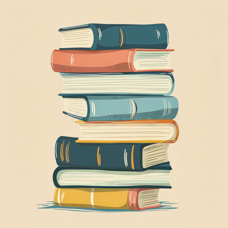 Stack of books with the top book being a blue book stock photo