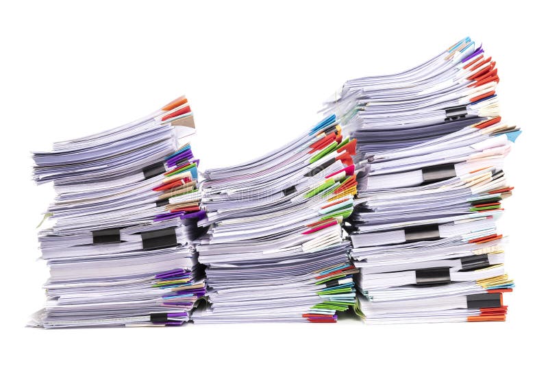 Stack of Business Papers Isolated on White Background Stock Photo