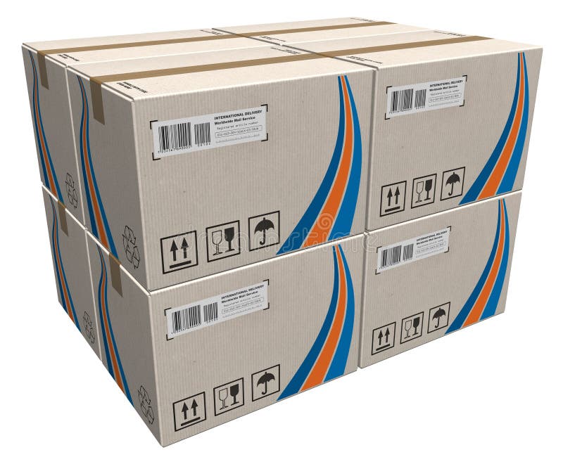 Stack of cardboard boxes stock illustration