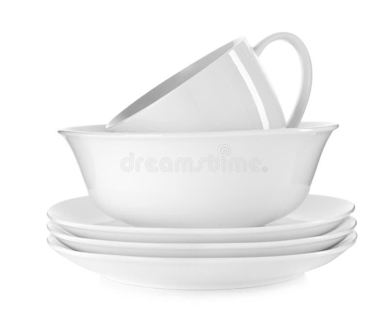 Stack of Ceramic Tableware Isolated Stock Image Image of porcelain