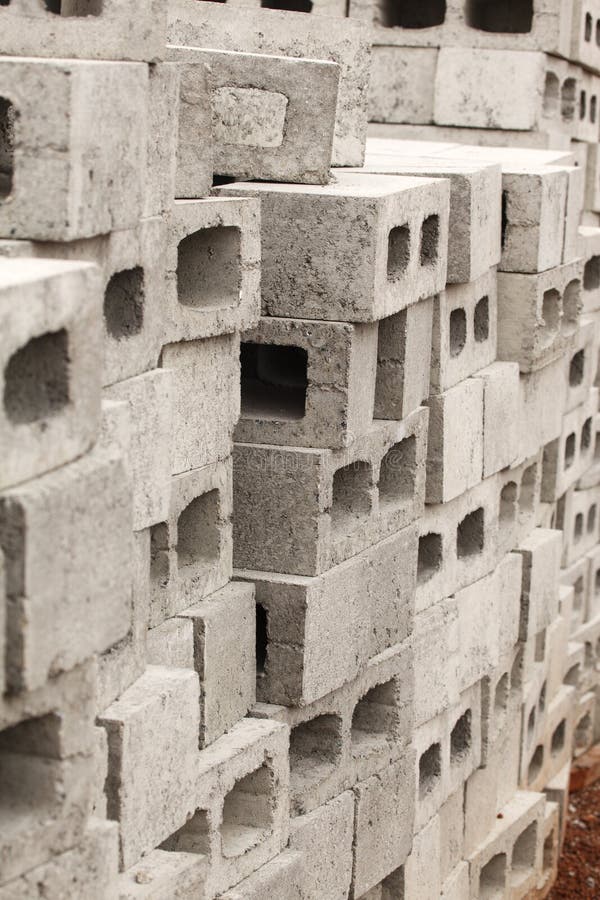 Cinder Blocks Lie On The Ground And Dried. On Cinder Block Production