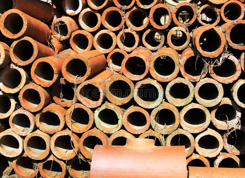 A Stack of Clay Drainage Pipes Stock Image Image of bulk, piled 41981005