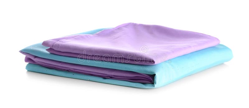 Stack of Clean Bed Sheets Isolated on White Stock Image - Image of pile ...