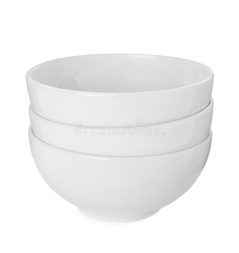 Stack of Clean Ceramic Bowls Isolated on White Stock Photo Image of