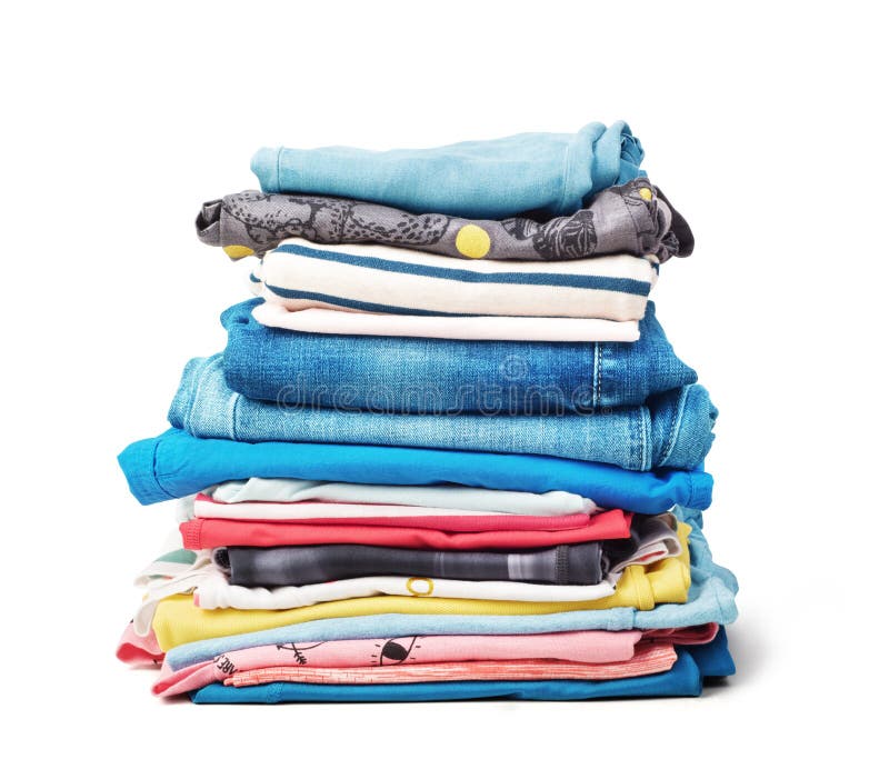 Stack of clothes isolated stock photo. Image of clean - 152319600